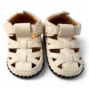Baby Fisherman Sandals Soft Sole Cream Beige Infant Toddler Size 3 Unisex-AC257